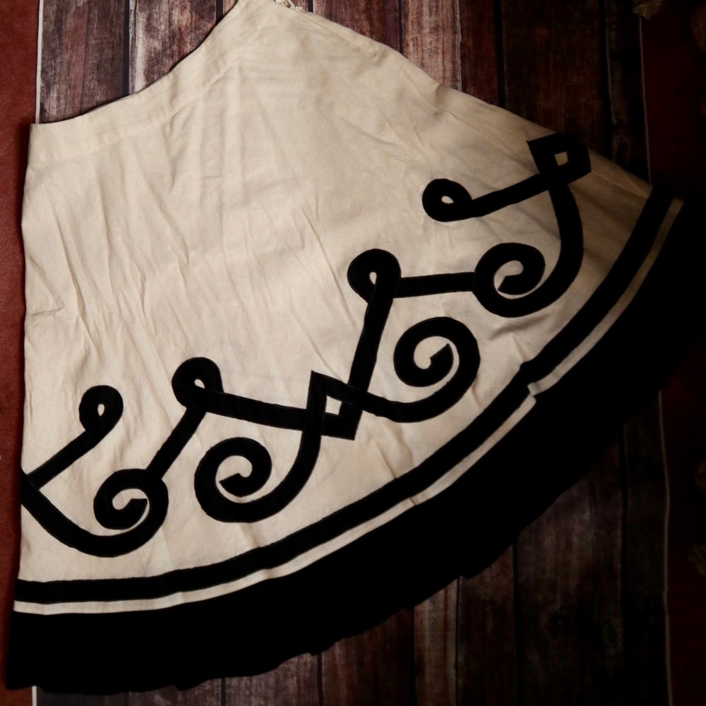 Cream linen a-line skirt